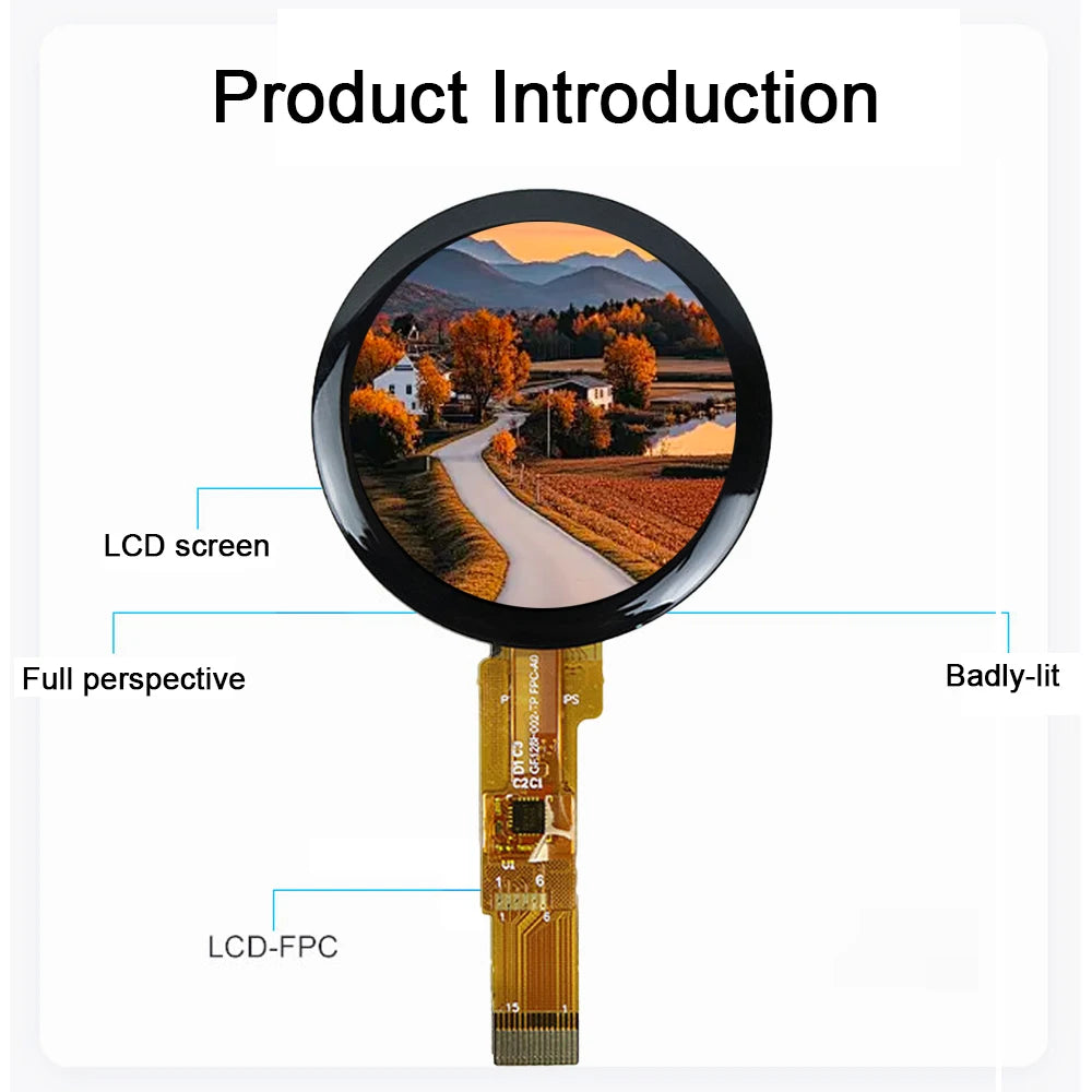 1.28 Inch TFT LCD Display Module Round Screen Full Viewing Angle IPS with Capacitive Touch Screen Module GC9AO1 Driver Chip 3.3V