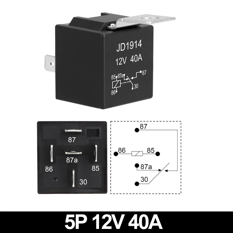 JD1914 40A 12V/24V SPDT Waterproof Car Relay, 4/5 Pin Auto Switch Starter Kit for Car Boat Tractor Truck Motorcycle