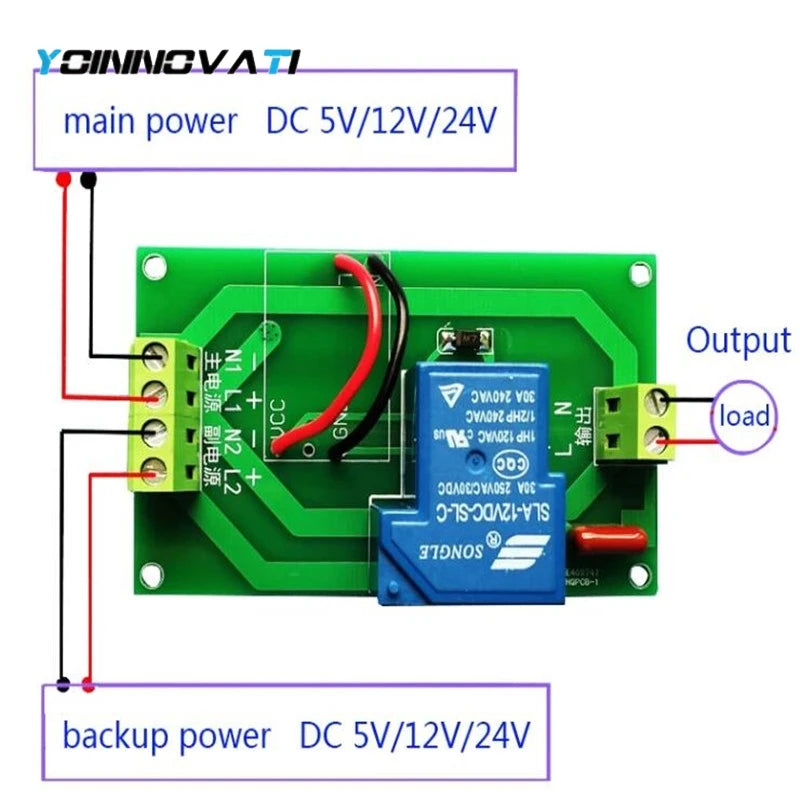 1PCS YYUPS-2 DC/AC 5/12/24/220V power automatic switch / main standby dual power transfer switch relay module