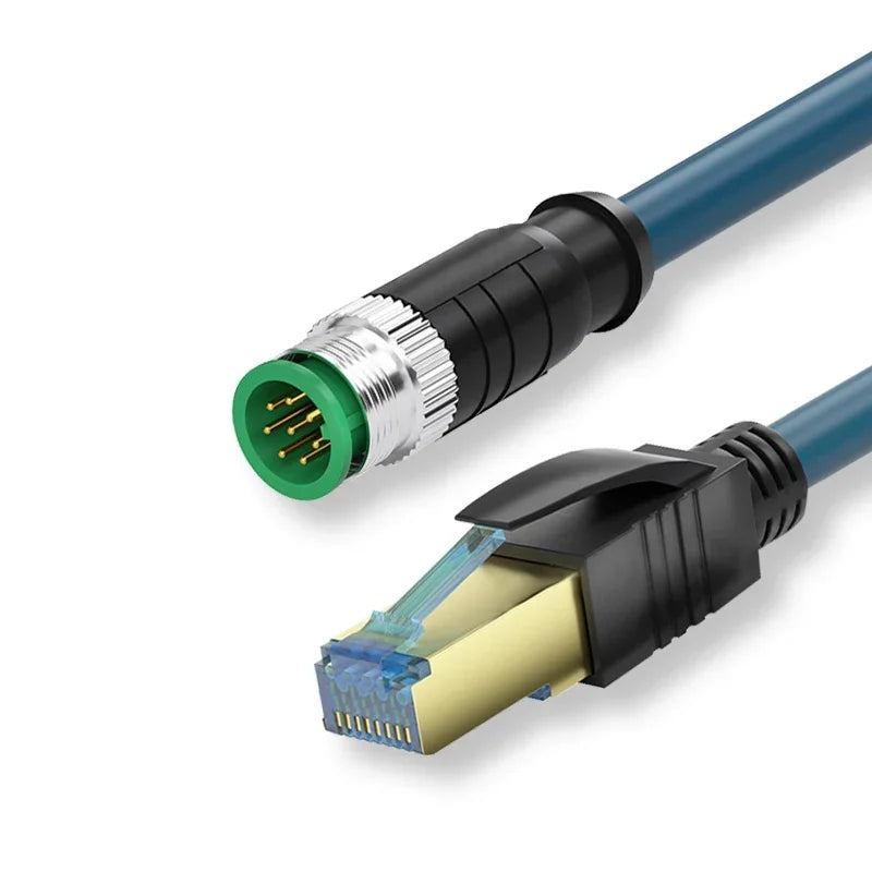 Waterproof M12 8Pin X Code to RJ45 Connector Cable 4Pin A/D-Type CAT6 Ethernet Wire Industrial Camera Shielded Twisted Pair Line