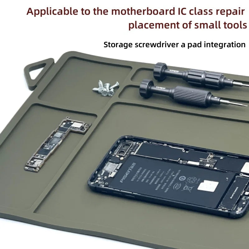 Large Silicone Soldering Mat Heat Resistant 932°F Repair Workstation Pad with Magnetic Parts Tray Anti-Static ESD Safe Desk Mat