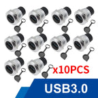 10Pcs Metal D‑Type Panel Mount Socket RJ45 CAT6 HDMI USB3.0 Straight Through Network Connector Module Round Panel Mount Adapter