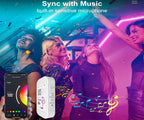 30M 12V WiFi Bluetooth RGB LED Strip Lights 5050 with Ac100-240V Adapter APP Control Music Sync Remote for Bedroom Kitchen Party