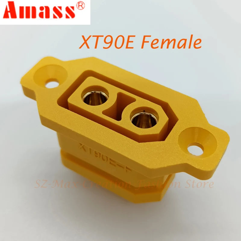 Original Amass XT90E-F Battery Connector XT90E Female Plug Gold-plated XT90 Mountable Connector Plug  Yellow Socket