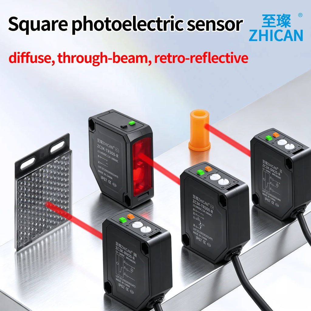 Zhican Zc3K Long Range Photoelectric Sensor 0.1-30m through Beam Retro Reflective Diffuse Reflective Switch
