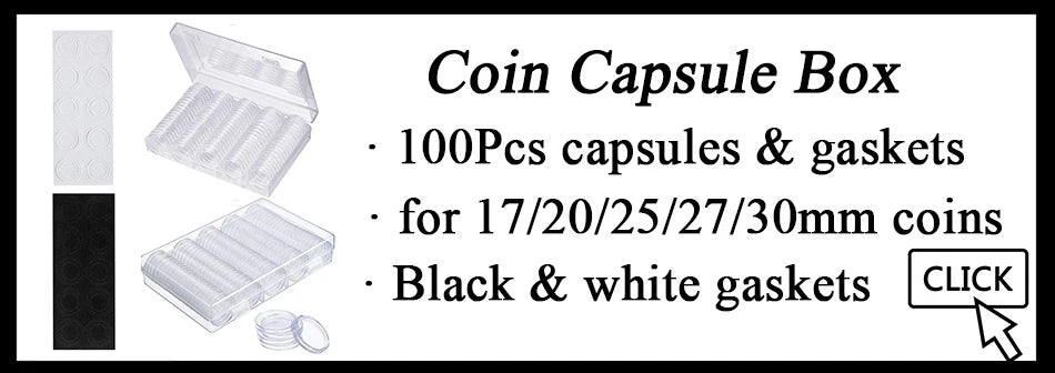 10Pcs Clear Collection Coin Holder Capsule with Display Stand and Gasket 17/20/25/27/30/33/38/40mm Coins Storage Organizer Box