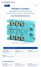 CNTD CTR-100DA 3 Phase Solid State Relay 100A 40-480V AC DC Control SSR Zero Crossing Industrial Relay for Heater Motor