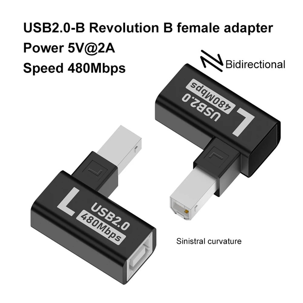 Elbow USB2.0 Printer Adapter USB Type B Male to Female For Printer Hard Drive Base Fax Machine Scanner USB 2.0 Printer Adapter