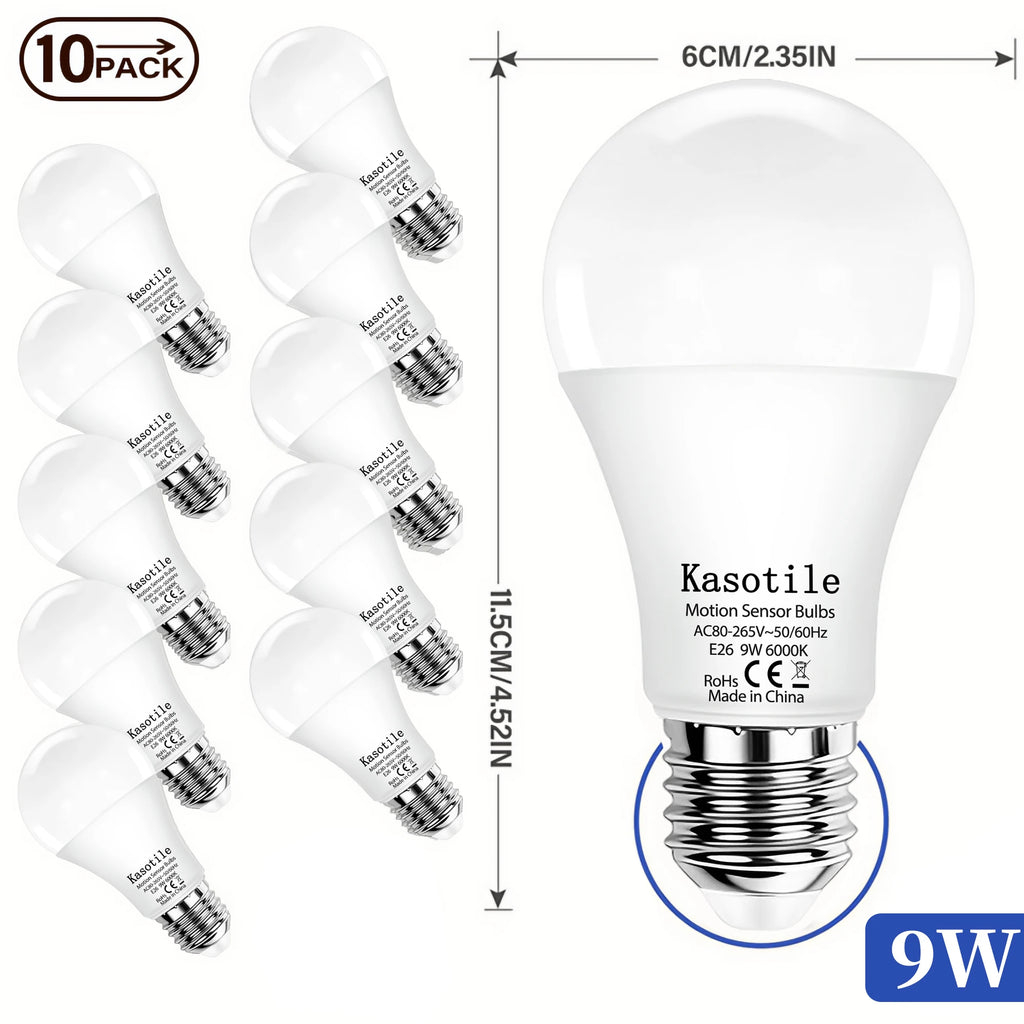 5/10 PACK 9W 12W Motion Sensor LED Bulbs E27 AC 80-265V Auto Dusk ON Dawn OFF Cold Warm Light for Garden Porch Outdoor Lighting