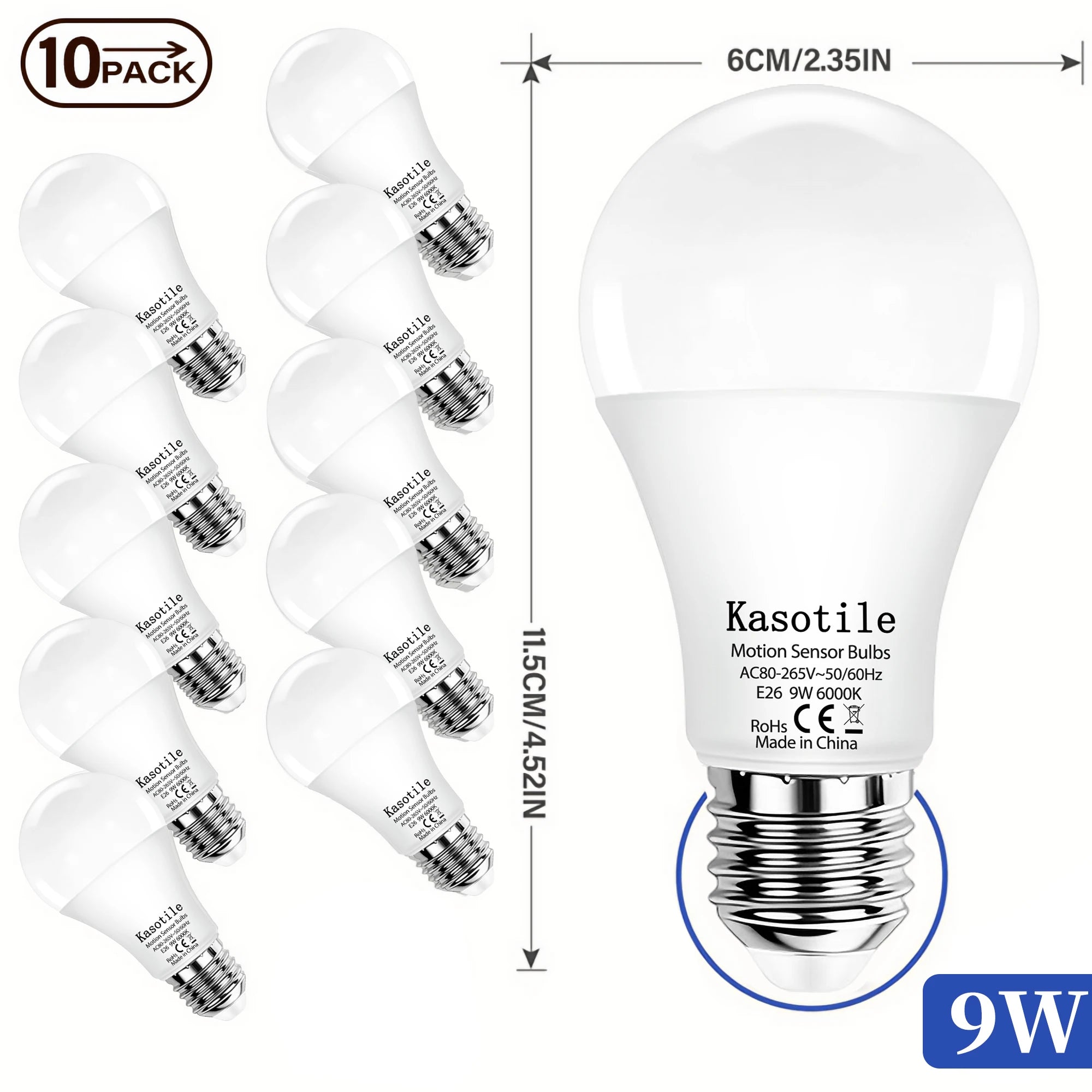5/10 PACK 9W 12W Motion Sensor LED Bulbs E27 AC 80-265V Auto Dusk ON Dawn OFF Cold Warm Light for Garden Porch Outdoor Lighting