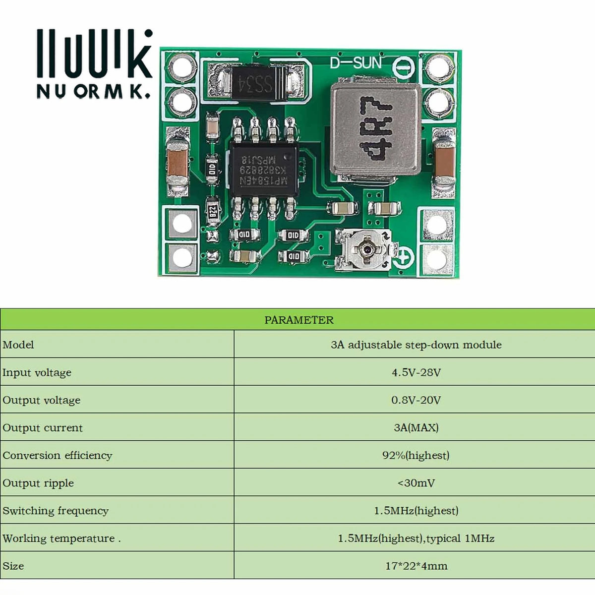 5pcs MP1584EN DC-DC 3A Adjustable Step-Down Buck Converter Module 24V to 12V 9V 5V 3V for Arduino DIY