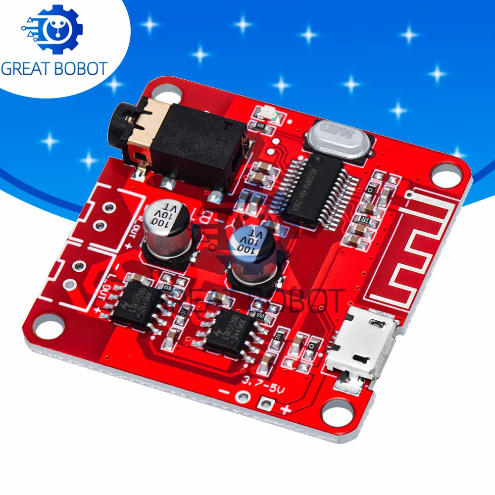 ‌XY-BT5W Bluetooth 4.2 Audio Module - 3.7-5VDC 5W×2 Stereo Amplifier Board w/A2DP & Auto Pairing for Portable