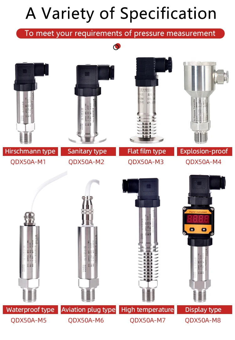 Differential Pressure Sensor 3kpa 5kpa 50pa 200pa Air Wind Pressure Differential Transmitter 4-20mA 0-10V Output QDX50D