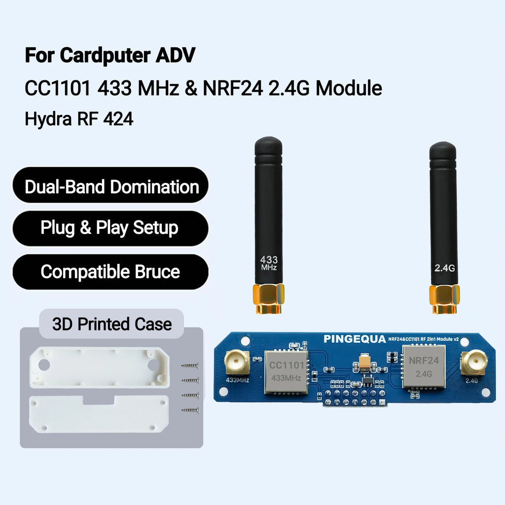 NRF24 & CC1101 433Mhz For M5Stack Cardputer ADV, Auto Switching, Strong Signal, Bruce Compatible PINGEQUA Hydra RF 424 Module