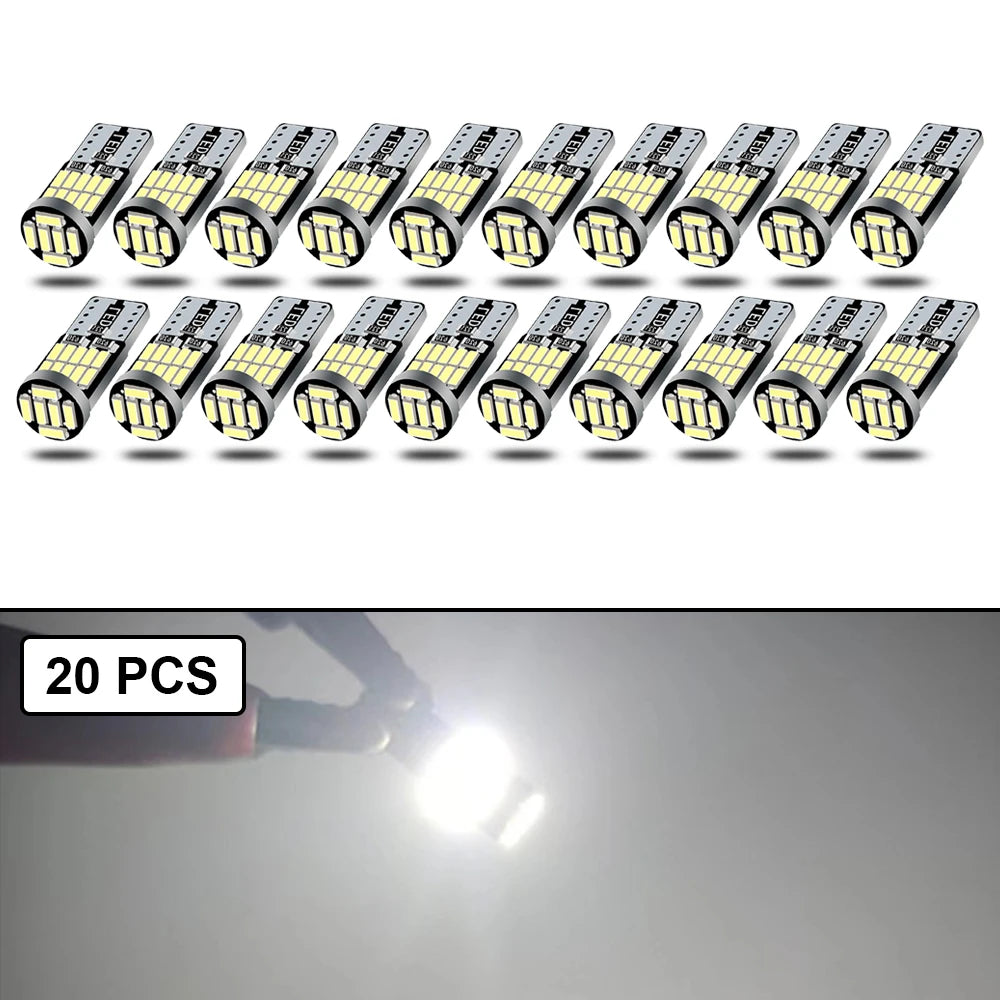 10-40 PCS CANBUS No Error T10 W5W LED Bulb For Car Interior Dome Door Map Trunk License Plate Lights 12V 26SMD 400LM 6500k White