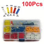 50/100/200 Pcs Continental Car Fuses Set European Bar Torpedo Fuse 5/8/10/16/25 AMP Automotive Circuits For Vintage Classic Cars