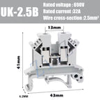 10Pcs UK 2.5 Terminal Block UK2.5B Screw Connection Connect Strip 2.5B 2.5mm² Cable Electrical Din Rail Wire Connector ZiiZ