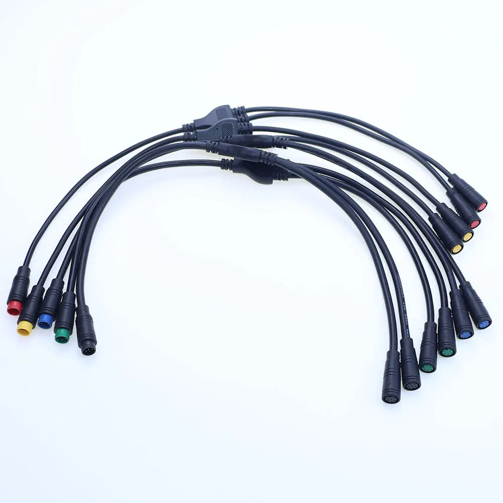 M6 M8 1 Male To 2 Female 2/3/4/5/6 Pin Ebike Splitter Sensor Connector Plug Electric Bicycle Butt Waterproof Cable Joint 40CM