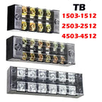 15A/25A/45A 600V Dual Row Barrier Screw Terminal Block Wire Connector TB Series 3/4/5/6/8/10/12 PIN Optional TB-1503 TB-2503