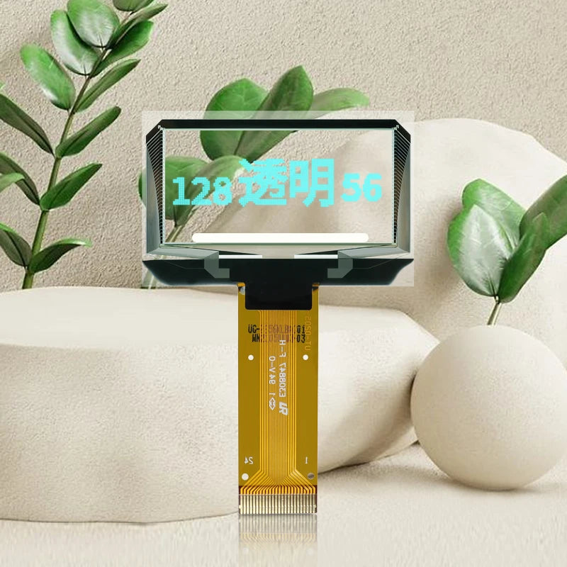 1.51 1.54 Inch 24PIN SPI/IIC/6800 COG 3.3V Blue PMOLED Screen SSD1309 Graphic 128x56 Display Transparent OLED 128x64