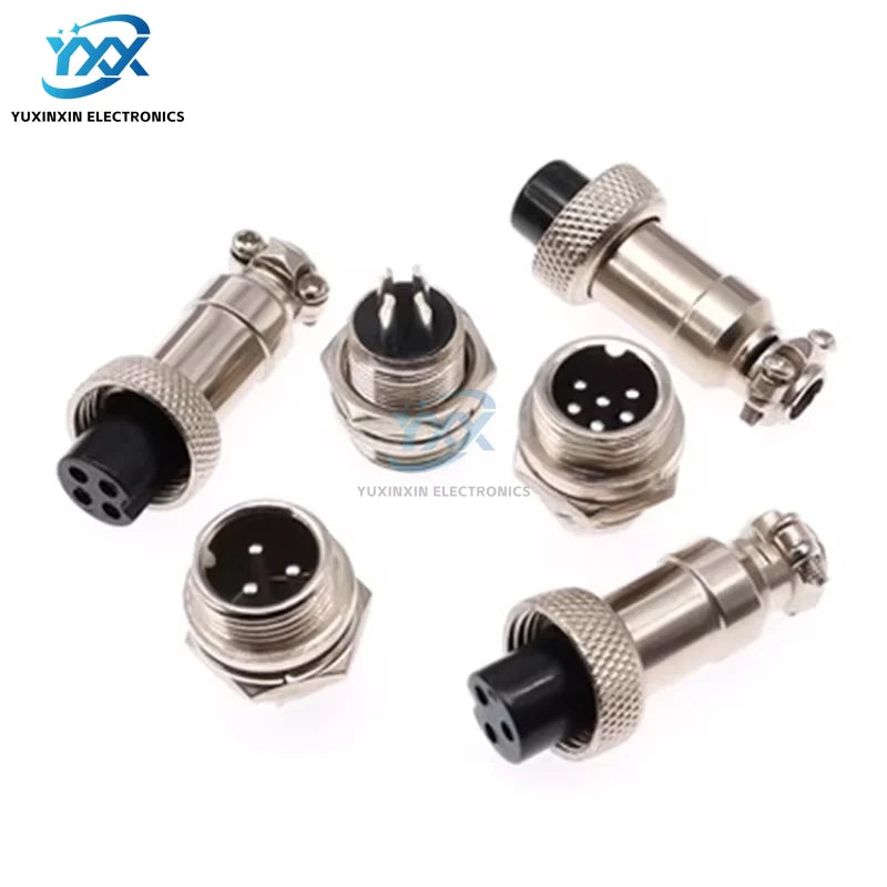 1 Set GX12 Aviation Connector Plug Socket M12 Cable Connector 2/3/4/5/6/7 Pin Male Female Panel Mount