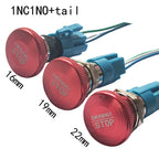 16mm 19mm 22mm Emergency Stop Metal Switch Mushroom Head Push Button Stop Switch 1NO1NC 2NO2NC Latching Switch Retention On Off