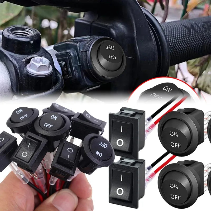 1/5/10/20pcs Motorcycle Mini Round Rocker Switch 12 Volt on/Off Toggle Switch 15cm Pre-Wired Auto Marine Electrical Switch