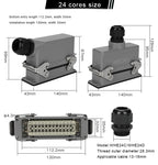 HDC HE Heavy Duty Connector 6/10/16/24/32/48 Core Pin Top/Side Outlet Aviation Plug Rectangular Waterproof Electrical Wiring