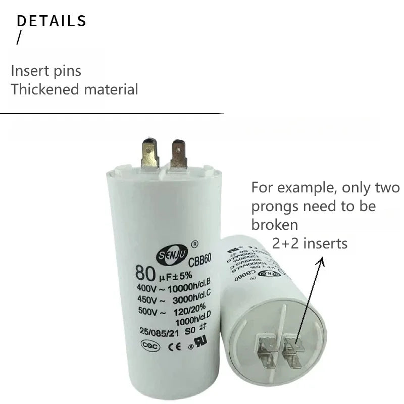 1PCS CBB60 Washing Machine Dryer Motor Starting Capacitor 4UF/8UF/20UF/35UF/60UF/100UF 450V
