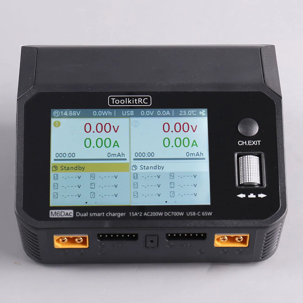 ToolkitRC M6DAC 350W X 2 USB-C 65W AC/DC Dual Smart Charger Discharger for 1-6S Lipo LiHV Lion NiMh Pb Battery with 15A Balance