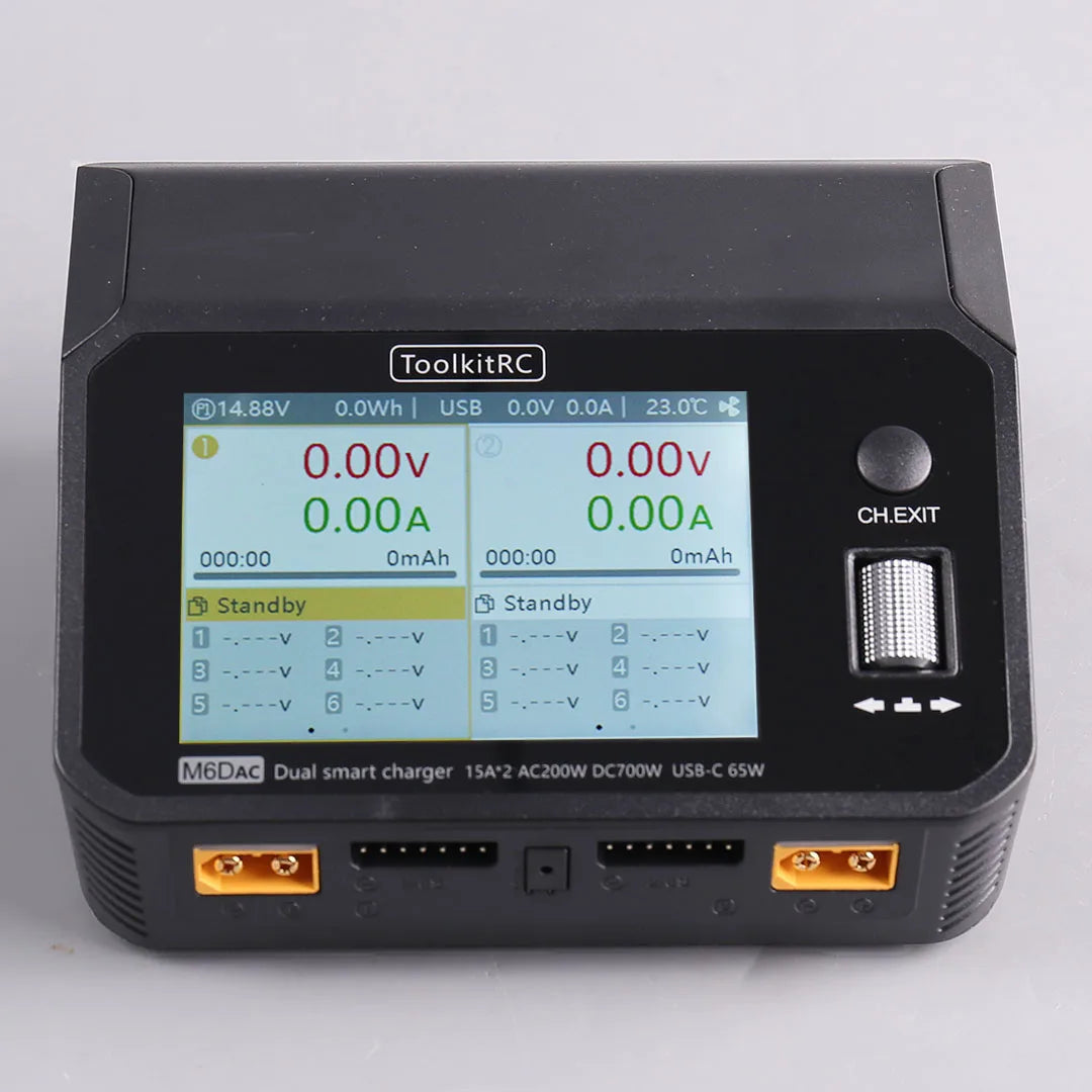 ToolkitRC M6DAC 350W X 2 USB-C 65W AC/DC Dual Smart Charger Discharger for 1-6S Lipo LiHV Lion NiMh Pb Battery with 15A Balance