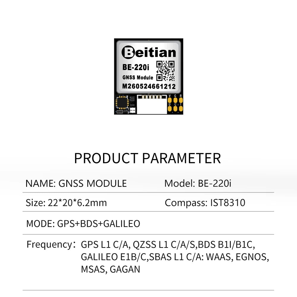 Beitian BE Series GNSS Module Ublox M10 TTL Built-in IST8310 Compass BDS GPS GALILEO FPV UAV Flight Control BE-180 - BE-882