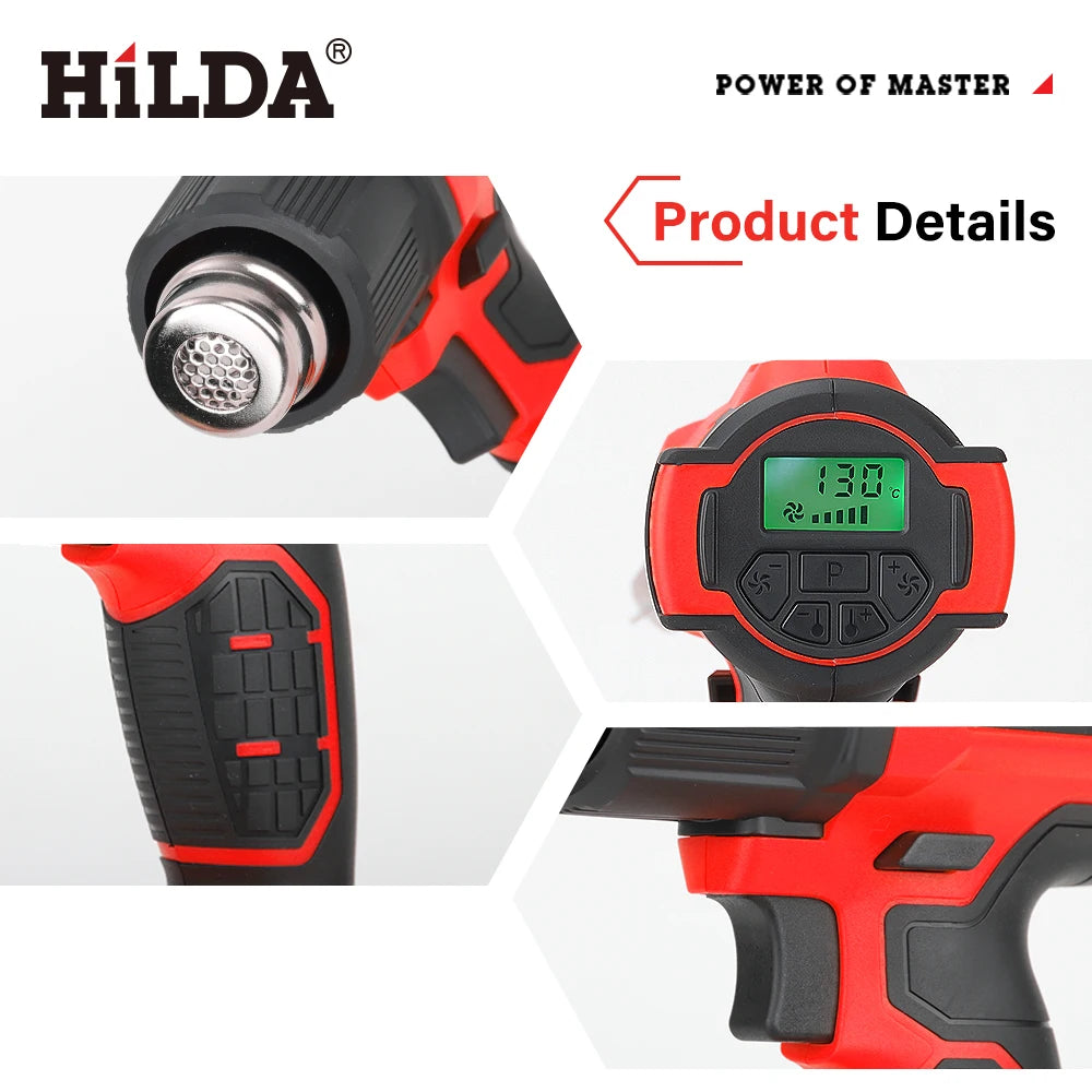 HILDA Cordless Hot Air Gun Handheld Electric Heat Gun Adjustable Temperature DIY Heat Tool Compatible with Makita 18V Battery