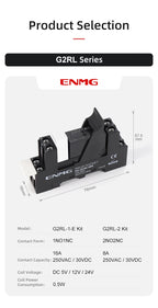 ENMG G2RL-1-E/G2RL-2 DIN Rail Relay 16A 24VDC SPDT LED Indicator Compact Electromagnetic Relay with Surge Protection TVS