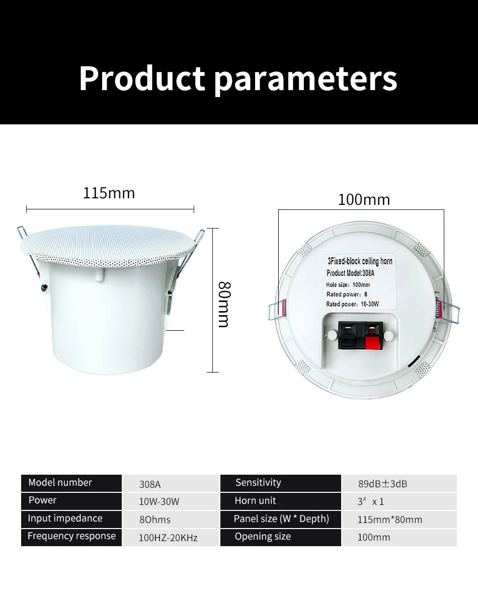 3 Inch 10W Wall Ceiling Speakers 8 ohm Impedance Full Range Stereo Sound Embedded Passive Speakers Home Background Music System
