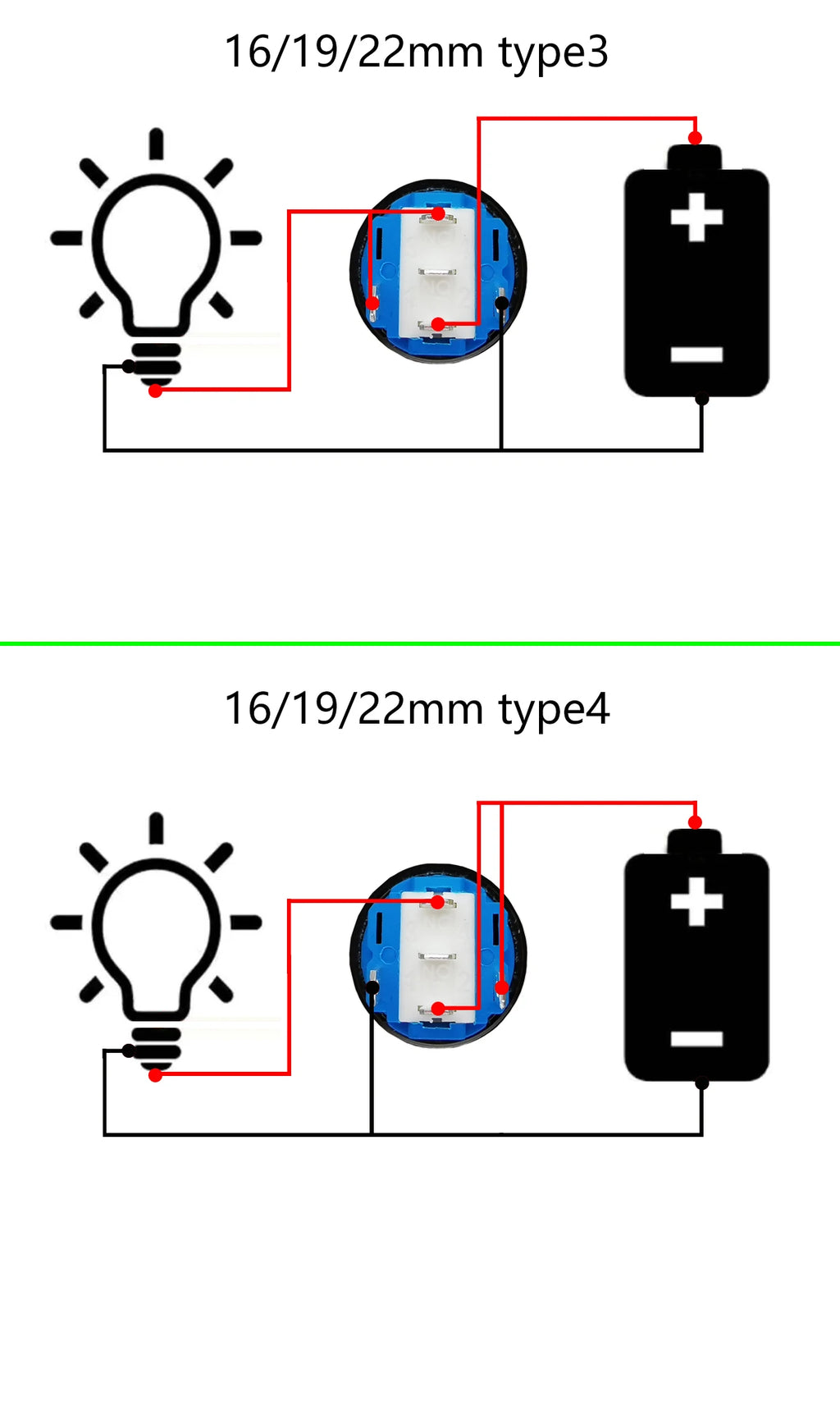 High Head 12/16/19/22mm Black Shell Car Dashboard Waterproof Metal Button Switch LED 12V/24V/220V Self-locking Fixed Momentary