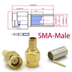 SMA Male Female RP-SMA Plug Connector Nut Bulkhead Crimp 50-3 RF Coax Adapter For RG58 RG142 RG400 LMR195 RG223 Coaxial Cable