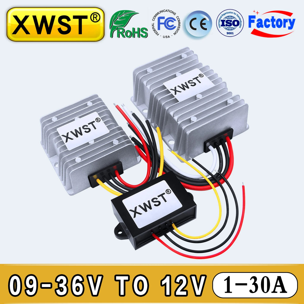9-36V to 12V DC Voltage Converter Boost Buck Regulator 1-30A Power Inverter Adapter CE Certified for LED Lights