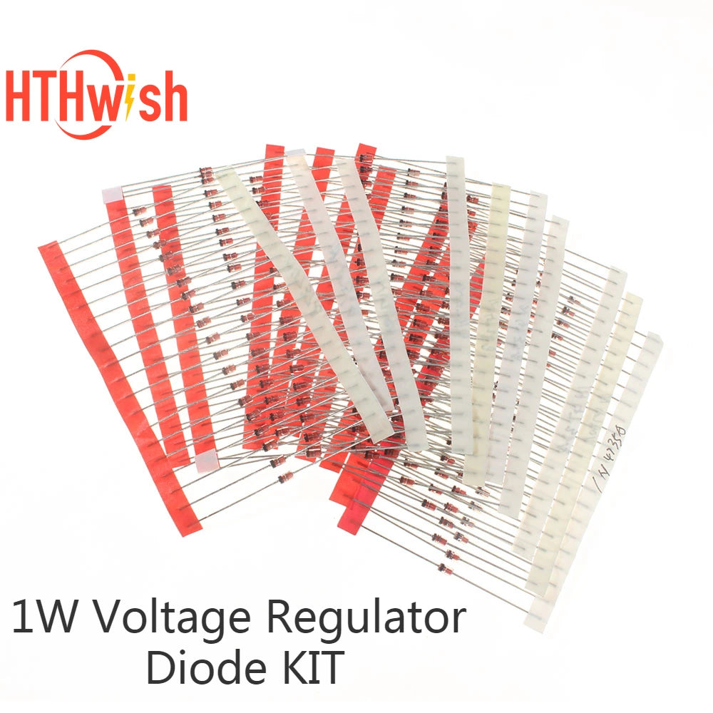 140p-250pcs 1W Zener Diode Kit 1N47 Series Voltage Regulator Diodes Set 1N4728 1N4729 1N4730 1N4731 1N4732 Electronic Component