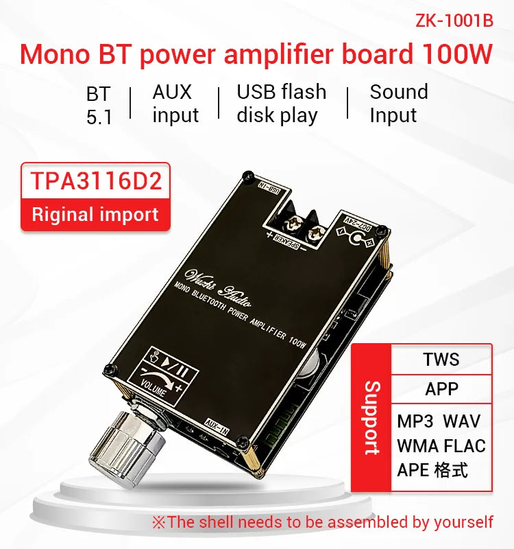 100W Bluetooth 5.1 TPA3116D2 Mono Bt Audio Power Amplifier Module AMP Amplificador Home Theater With TWS Mode 1001B