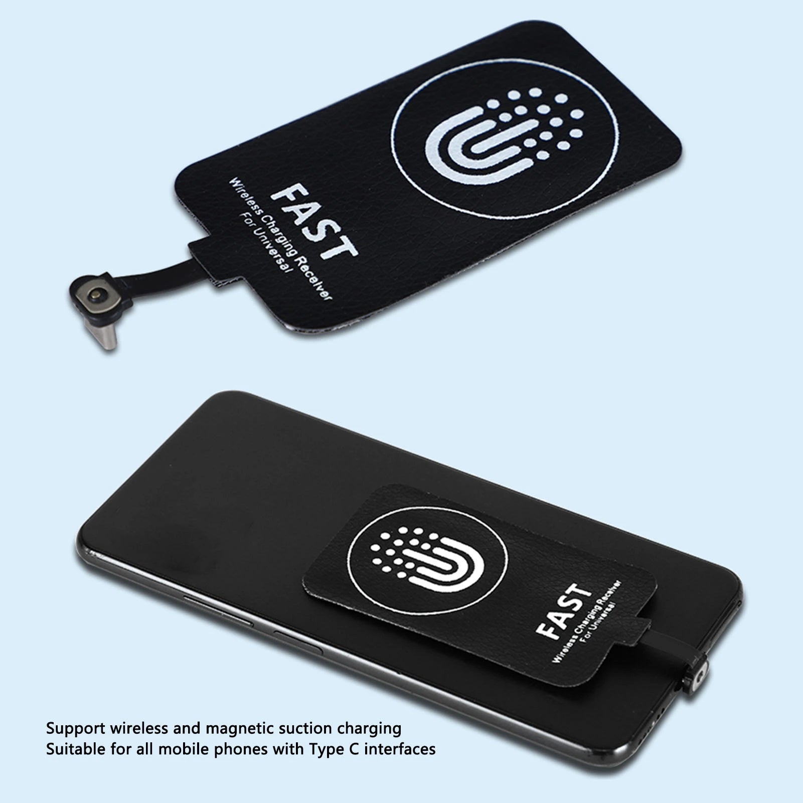 Protable Thin Wireless Charging Receiver Type C Magnetic Suction Dual Purpose Wireless Charging Receiver Wireless Charging Patch