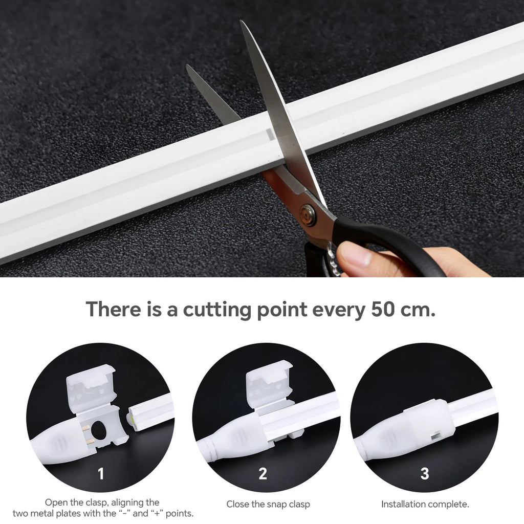 Super Bright 220V COB LED Strip Neon Lights 280LEDs/m Flexible Kitchen Lamp RA90 Waterproof LED Tape With EU Power Plug 1M-30M