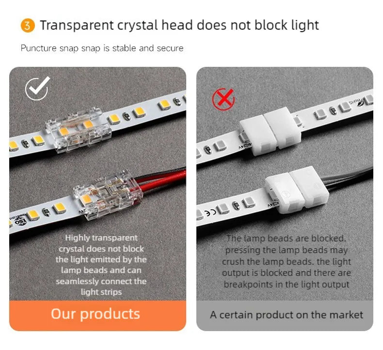 SMD Crystal Joint 2 3 4 5Pin LED Wire Connectors Solderless For 5mm 8mm 10mm Quick Terminal Block Strip Light Wire Connection