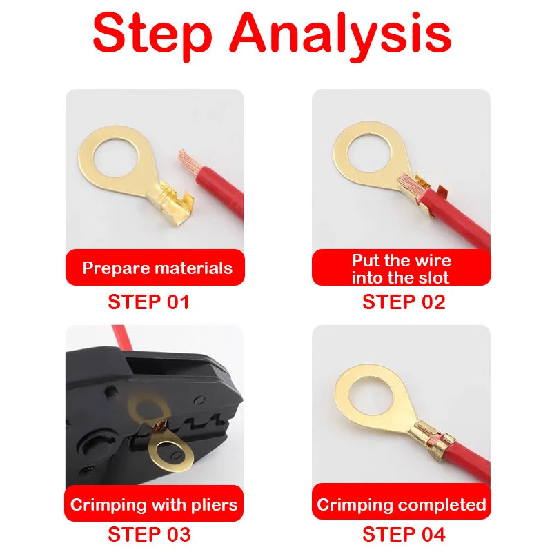O-type Ground Lugs Terminal Cold-Pressed Copper Tab Wiring Nose Wire Lugs Crimp Wire Connector Eyelets Cable Connection Clamp