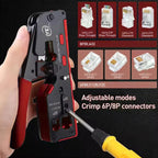 Rj45 Rj12 Rj11 Pass Through Crimp Plier Cat7 Cat6 Cat6A Cat5 Cat5e Stripping Crimping Tool with 8P/6P Ethernet Connectors