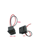 USB 2.0 Connector Female Socket Dual Layer Type C and USB Power Socket Interface, with Cable Charging Car Soldering Plug