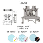 4PCS Terminal Connector UK-1.5/2.5/3/5/10 Wire Electrical Screw Cable Din Rail Terminal Blocks Strip Power Distribution Eletrico
