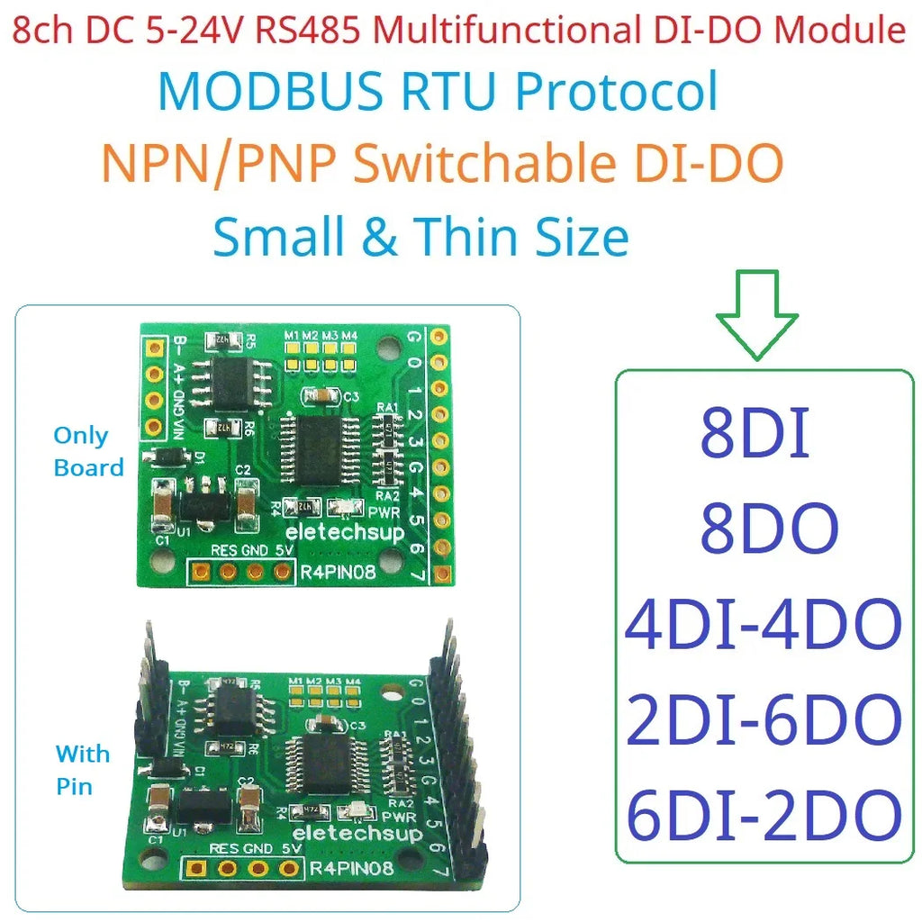 DC 5V 12V 24V 8DI/8DO/4DI-4DO/2DI-6DO/6DI-2DO RS485 Bus Core Board for Raspberry Pi Arduino ESP32 PLC Network Control