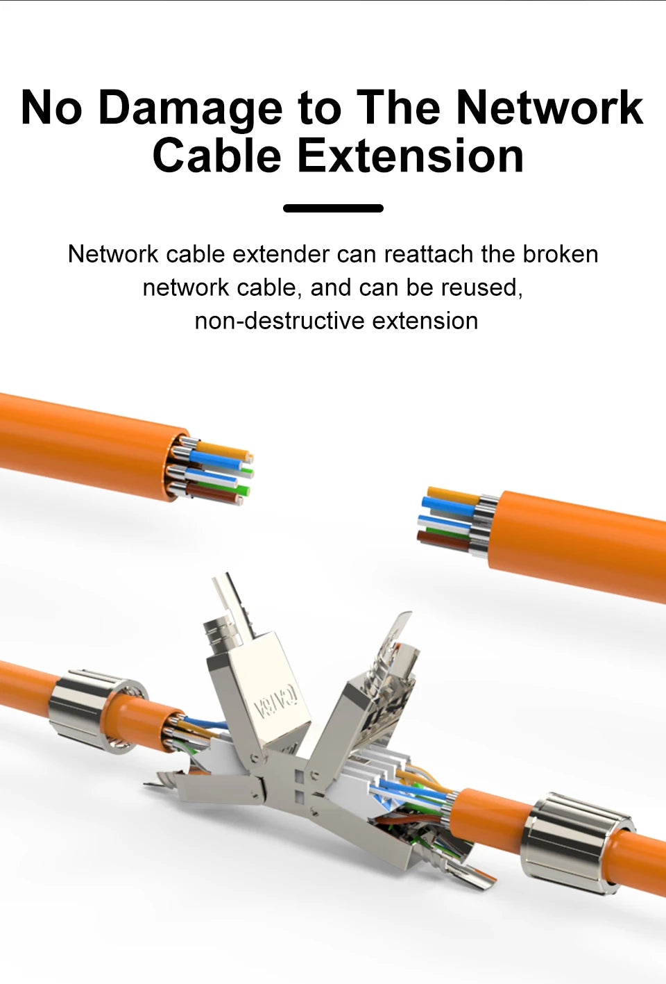 CAT6 Cat6A Cat7 Network Cable Extender Junction Adapter Connection Box RJ45 Lan Extension Connector Full Shielded Toolless Crim