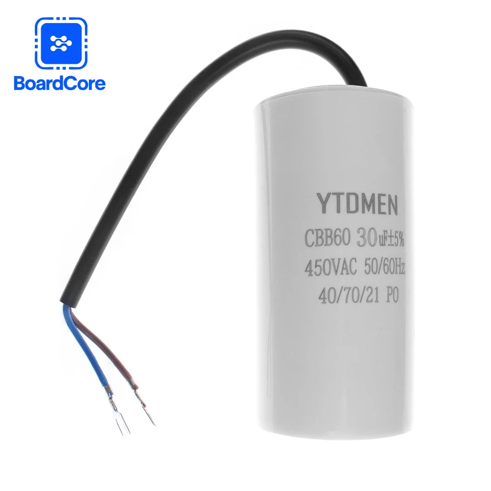 CBB60 450V 5% Motor Run Capacitors 3/4/5/6/8/10/12/14/15/16/18/20/25/30/40/45/50/60UF AC Starting Capacitor for Washing Machine